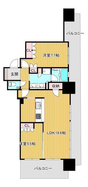 MJR熊本ゲートタワー(2LDK/15階)の間取り写真
