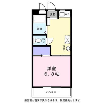 ジュネスE(1K/2階)の間取り写真