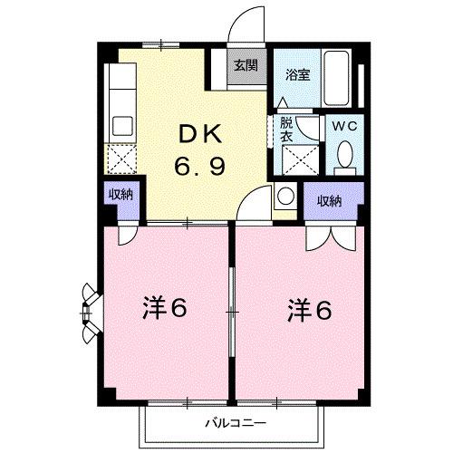 グリーンパークI(2DK/2階)の間取り写真