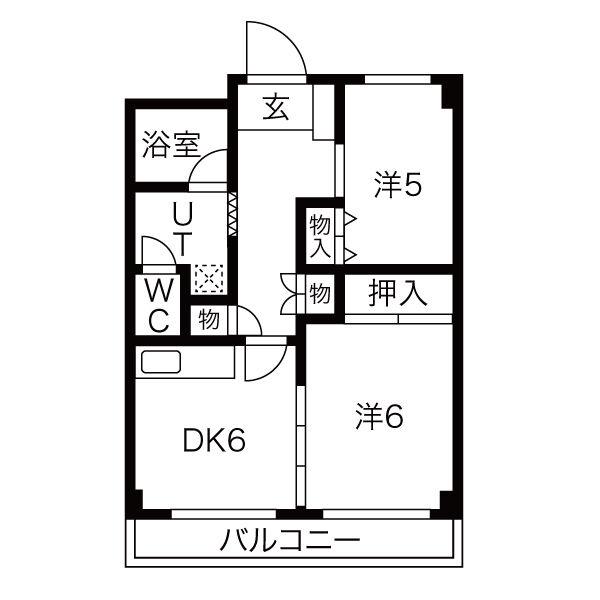 アーバンレジデンス吹上(2DK/6階)の間取り写真