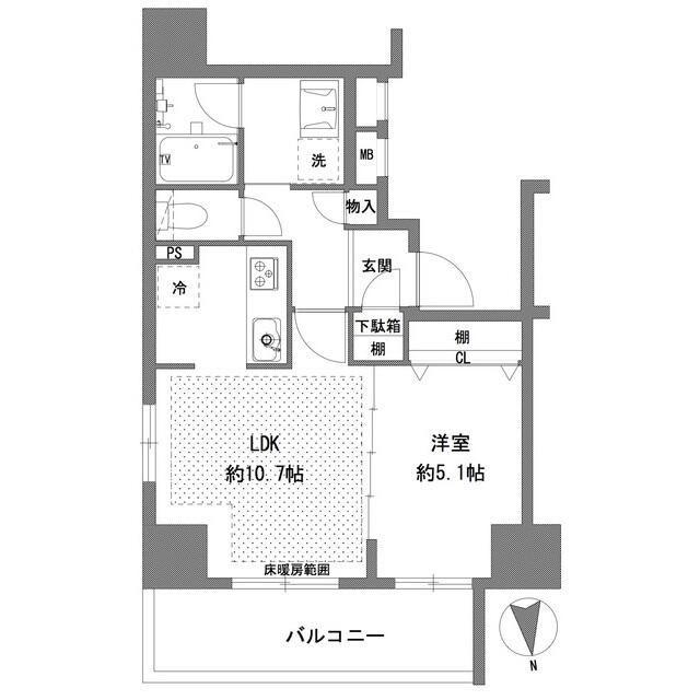 プライマル八王子横山町(1LDK/14階)の間取り写真