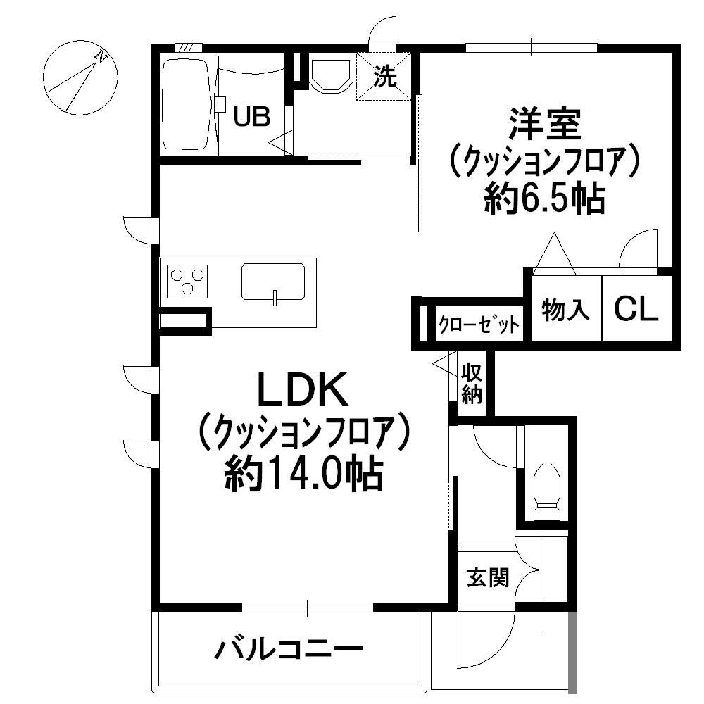 ディア・ベルジェ(1LDK/1階)の間取り写真