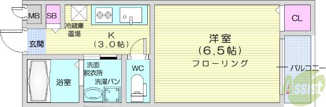 メゾンエスポワール堤町(1K/1階)の間取り写真