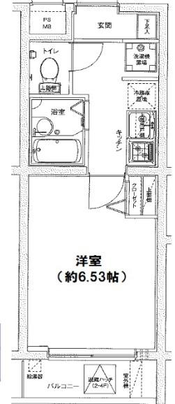 ドルチェ氷川台(1K/4階)の間取り写真