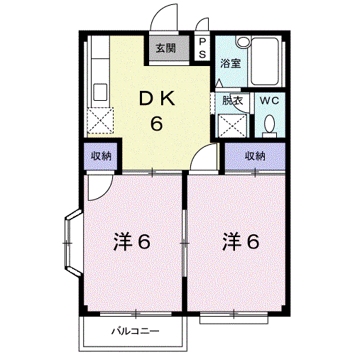 エルディム岩渕E(2DK/1階)の間取り写真