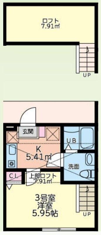ルミエールさがみ野(1K/2階)の間取り写真