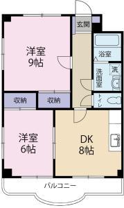 パレスフェアリーI(2DK/1階)の間取り写真