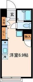 立川パークサイド(ワンルーム/1階)の間取り写真