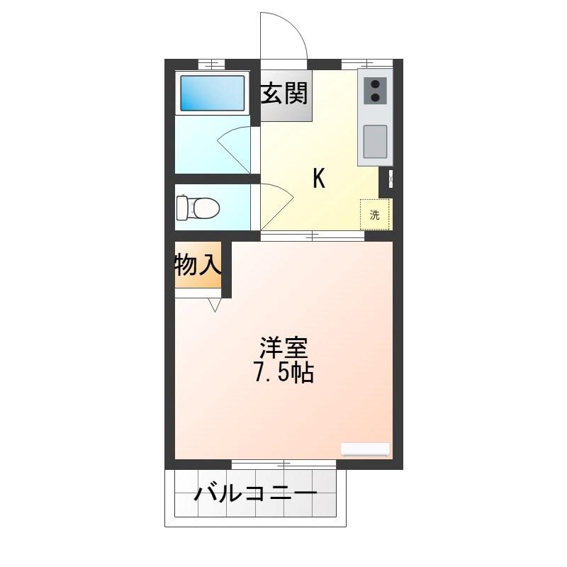 ドミール小金井(1K/2階)の間取り写真