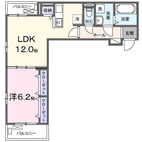 ヒカルサ新潟関屋(1LDK/2階)の間取り写真