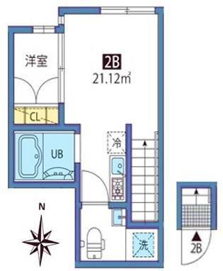 CIEL AZUR(1DK/2階)の間取り写真