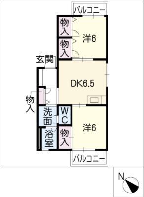 エミナンスNAGATA B棟(2DK/1階)の間取り写真