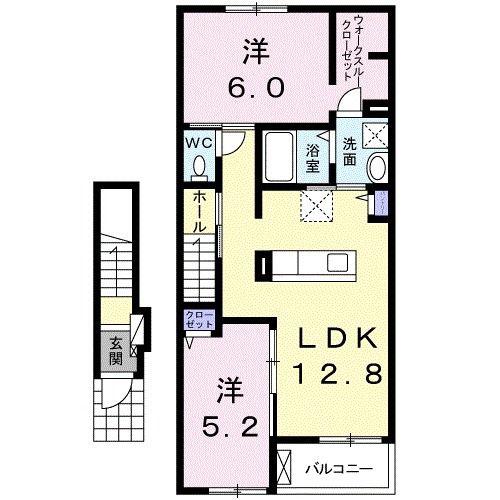 グレイス ヴィオラ(2LDK/2階)の間取り写真