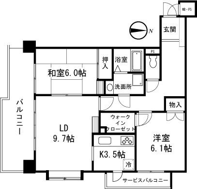 エスト メルベーユ(2LDK/1階)の間取り写真