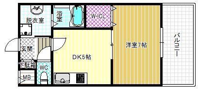 カーサ・コル(1DK/2階)の間取り写真