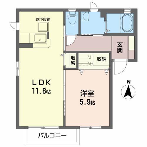 シャーメゾン桜木(1LDK/1階)の間取り写真