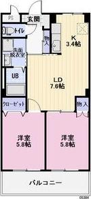 AI DAITOKU I(2LDK/2階)の間取り写真