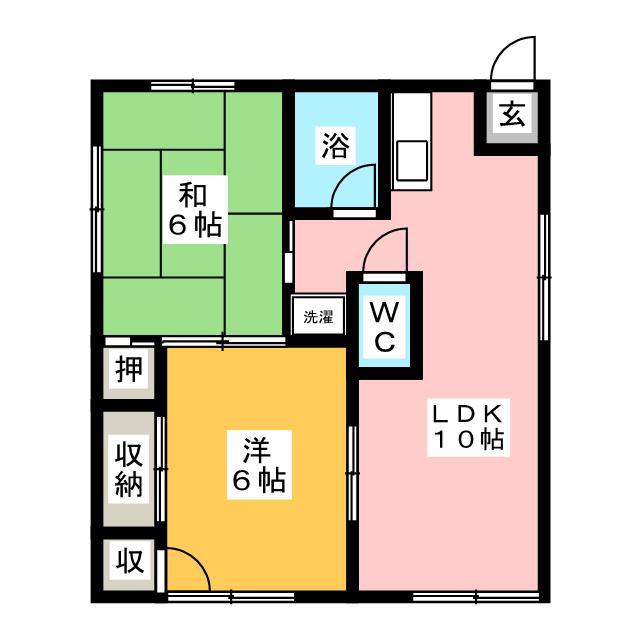金沢コーポ大和(2LDK/1階)の間取り写真