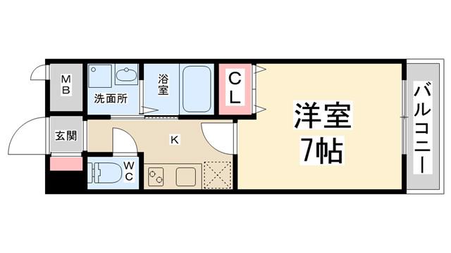 ソレイユむつみ(1K/1階)の間取り写真