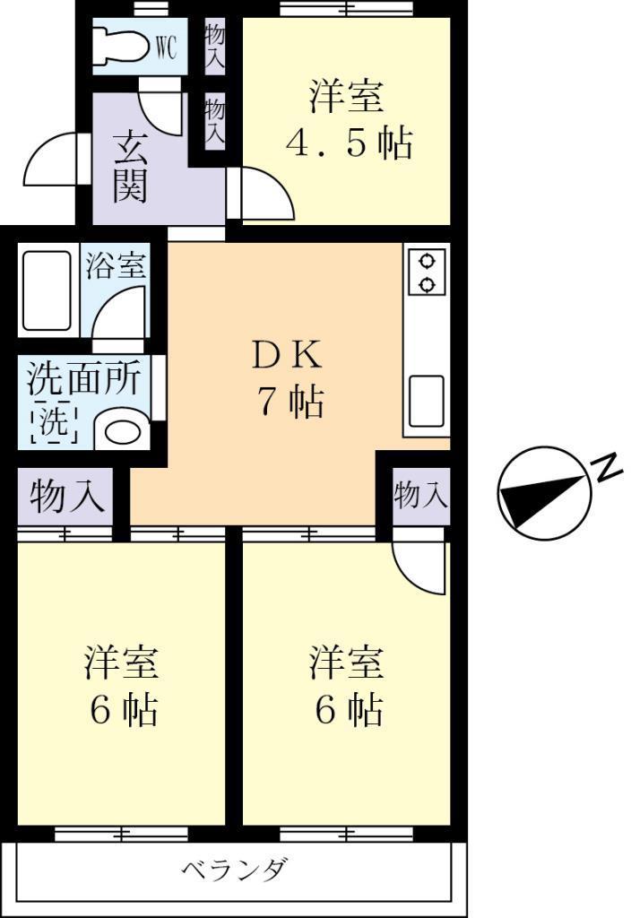 菊不二マンション(3DK/2階)の間取り写真