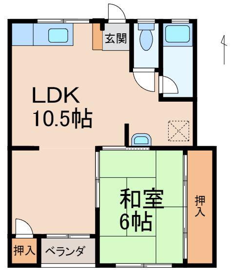 プレゼンス紀伊2(1LDK/2階)の間取り写真
