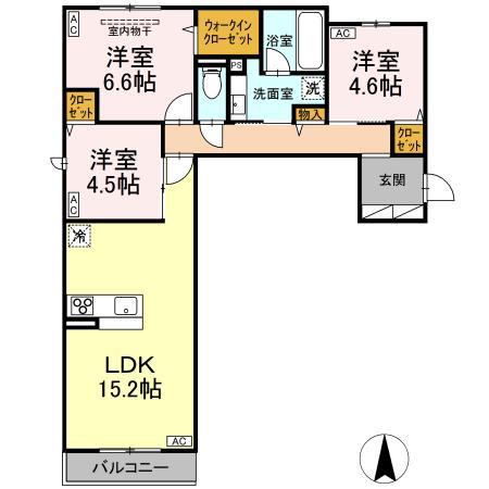 D-COMODO小金井貫井北町(3LDK/3階)の間取り写真