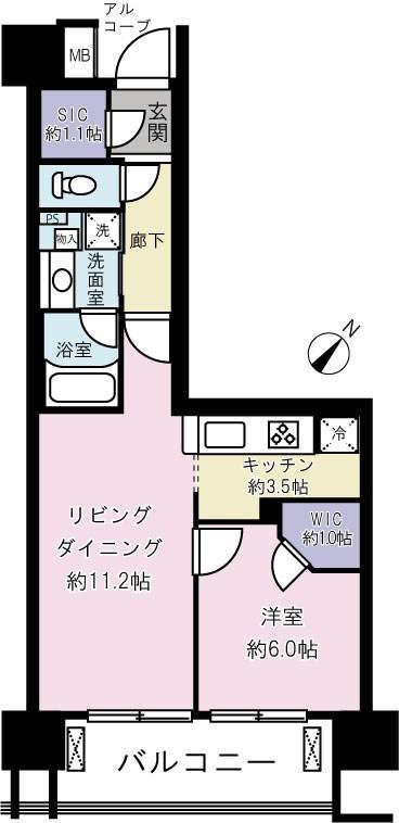 クレストシティレジデンス(1LDK/10階)の間取り写真