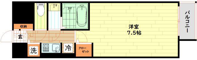 S-RESIDENCE難波BRILLER(1K/6階)の間取り写真