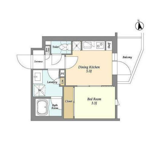 ベルファース三軒茶屋(1DK/2階)の間取り写真