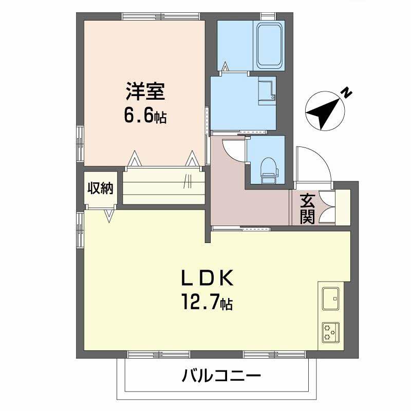 ディアス古賀島A(1LDK/2階)の間取り写真