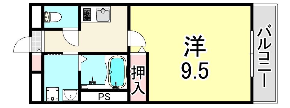 阪急神戸線 武庫之荘駅 徒歩4分 3階建 築16年(1K/1階)の間取り写真