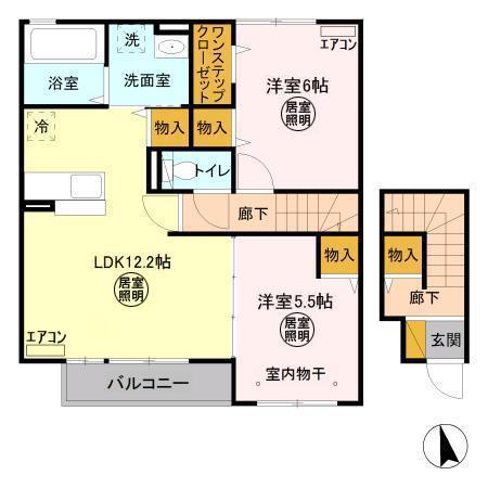 パークドプランタンH(2LDK/2階)の間取り写真
