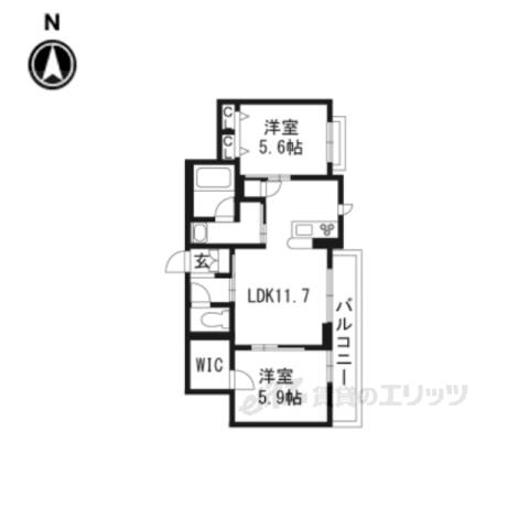 クレアール吉祥院Ⅱ(2LDK/1階)の間取り写真