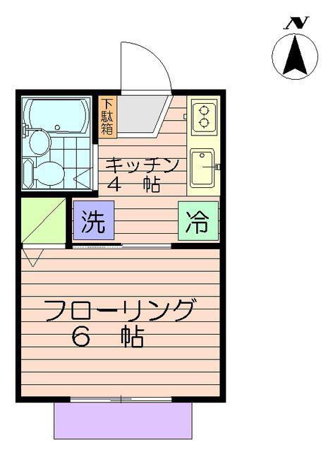 カサブランカII(1K/1階)の間取り写真
