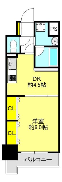 ブランクレール谷町(1DK/8階)の間取り写真