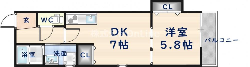 エム・ステージ小路東(1DK/3階)の間取り写真