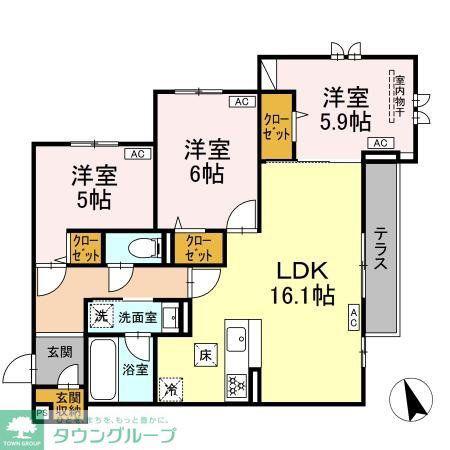 D-ROOM分梅(3LDK/1階)の間取り写真