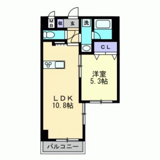 エスコパークヒルズ問屋町(1LDK/6階)の間取り写真