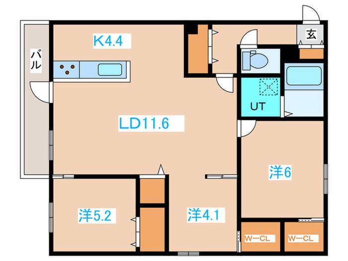 TS COURT ウエスト13(3LDK/2階)の間取り写真