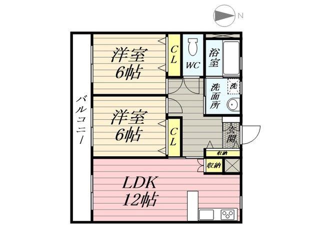 グレイスマルエイ(2LDK/2階)の間取り写真