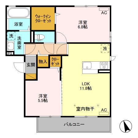 コスタデルソーレ(2LDK/2階)の間取り写真