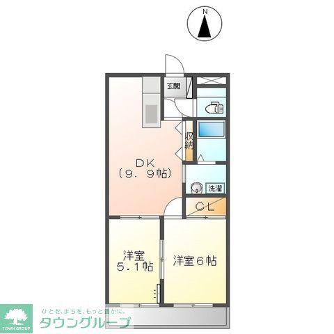 ベルグラース(2DK/2階)の間取り写真