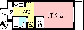 片野ビル(1K/2階)の間取り写真