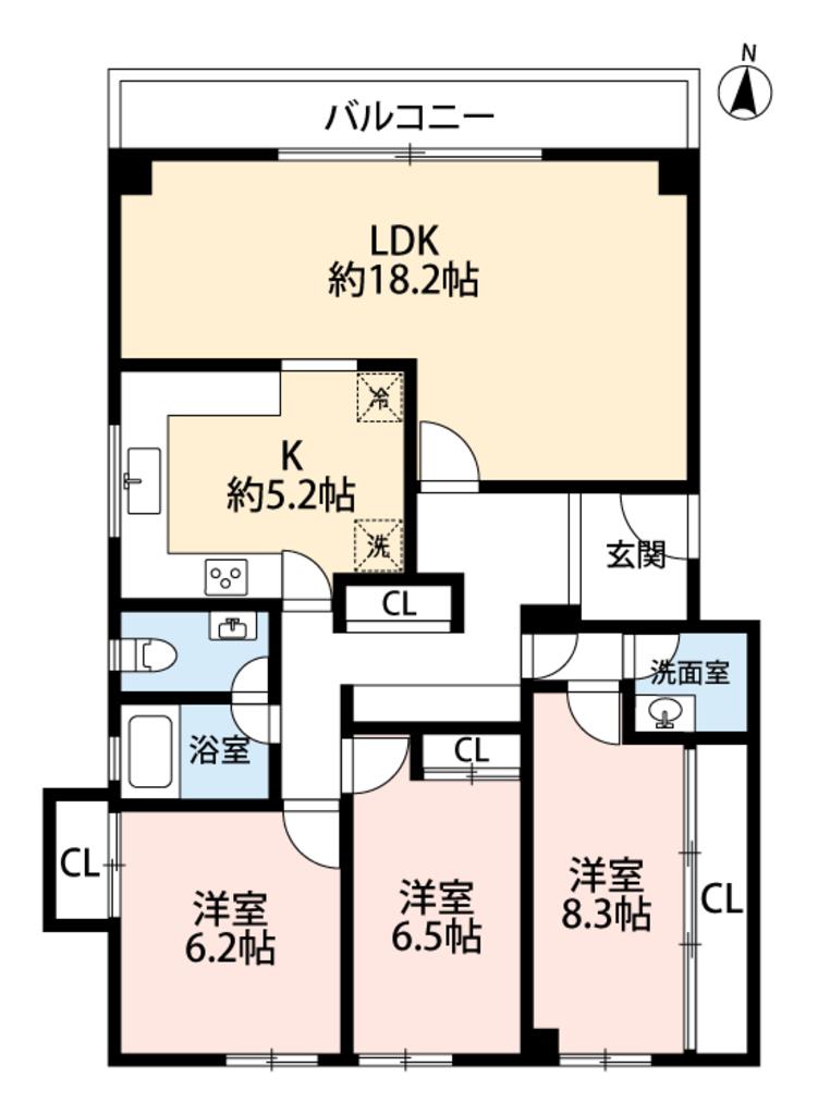 西落合コンパウンド(3LDK/3階)の間取り写真