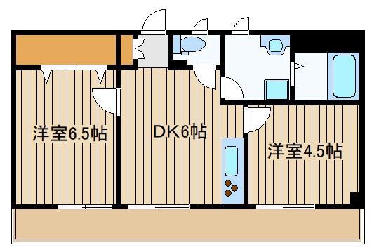 メゾンド下屋敷ワン(2DK/2階)の間取り写真