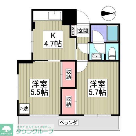 サンハイムフジ(2K/2階)の間取り写真