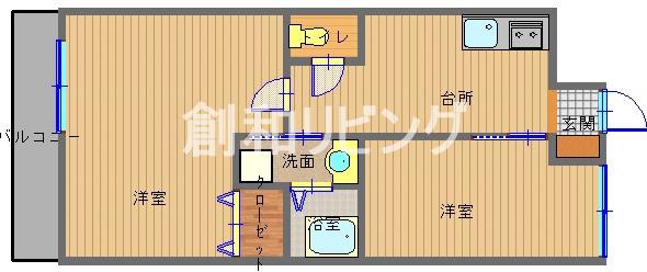 サンロイヤルI(2K/7階)の間取り写真