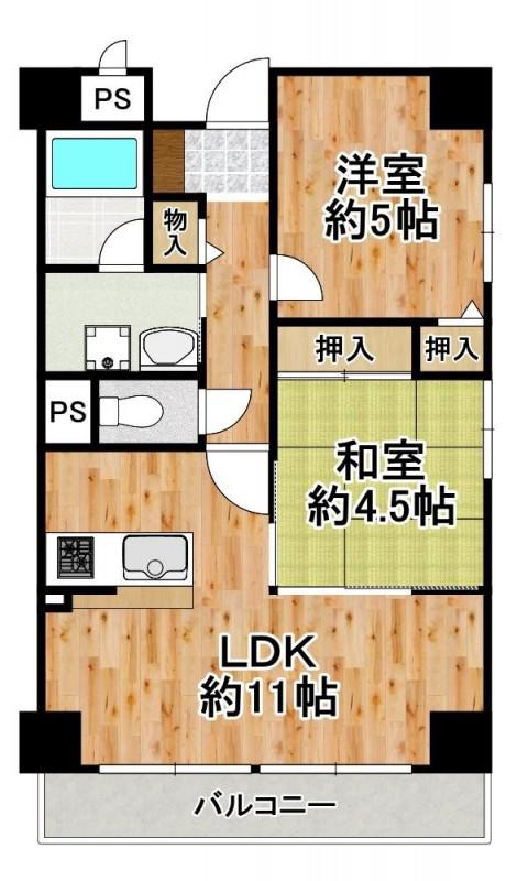 ルナマーレ(2LDK/4階)の間取り写真