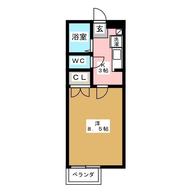 肥州フラッツ(1K/2階)の間取り写真