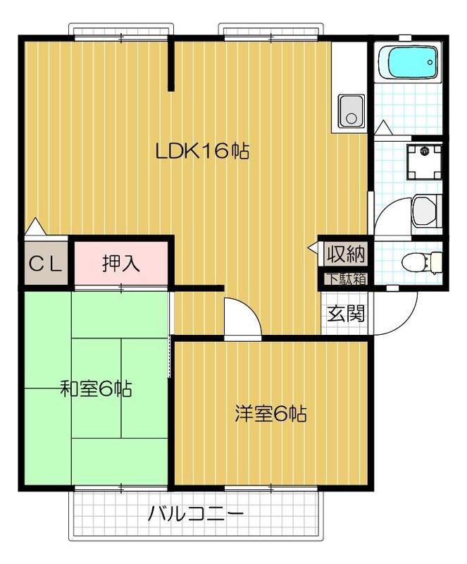 カパーナ阪下C(2LDK/1階)の間取り写真